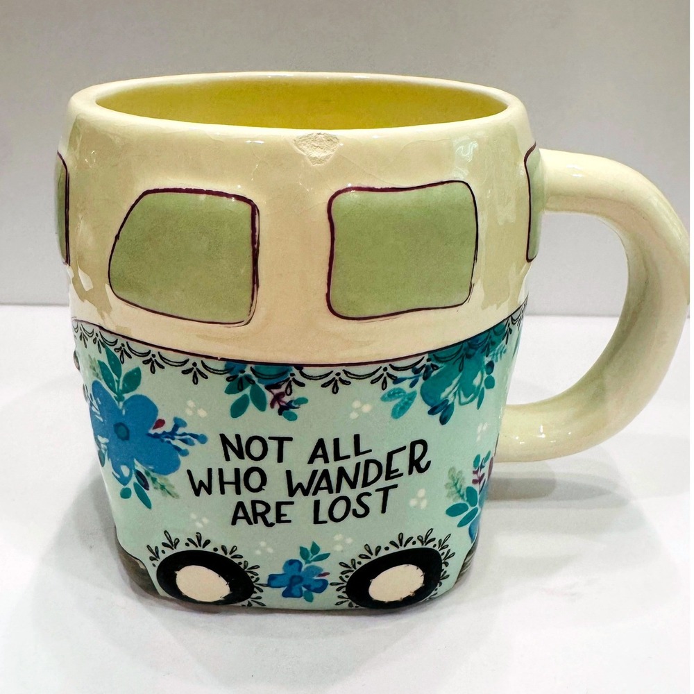 Natural Life Camper Van Mug Not All Who Wander Are Lost Boho RV Coffee Cup